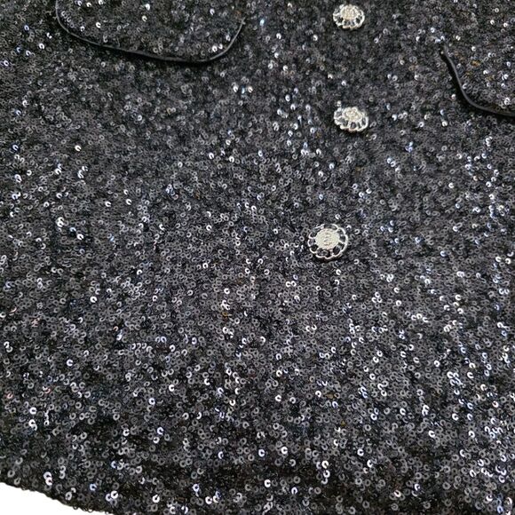 Mable Black Sequin Collared Mini Party Dress M NWT - Picture 3 of 5